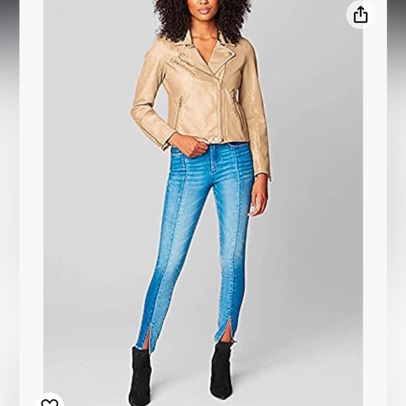 Blank NYC Blank NYC-Natural Vegan Leather Moto Jacket Light beige Small NWT - Picture 8 of 8